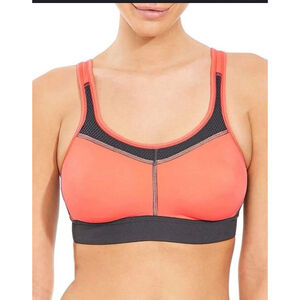 Amoena Women's Power SB Medium Support Sports Bra Melon / Grey 32DD